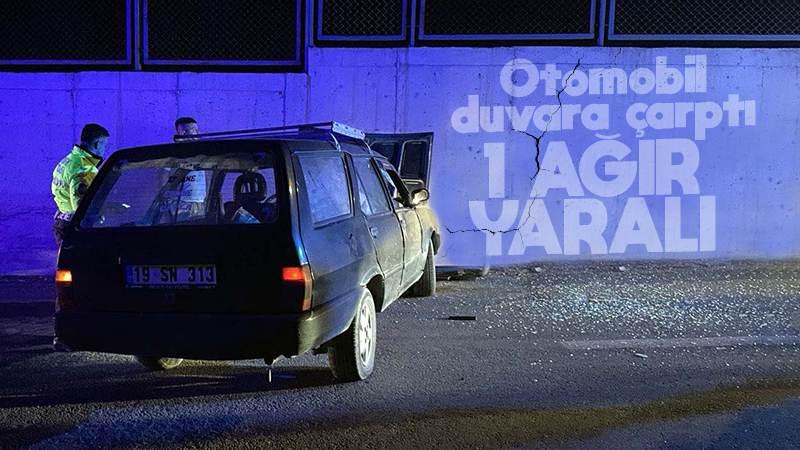 Duvara çarpan otomobilin sürücüsü ağır yaralandı