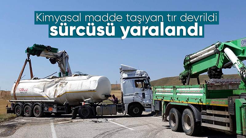 Kırıkkale'de devrilen tankerin sürücüsü yaralandı