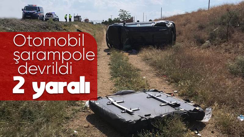Otomobil şarampole devrildi 