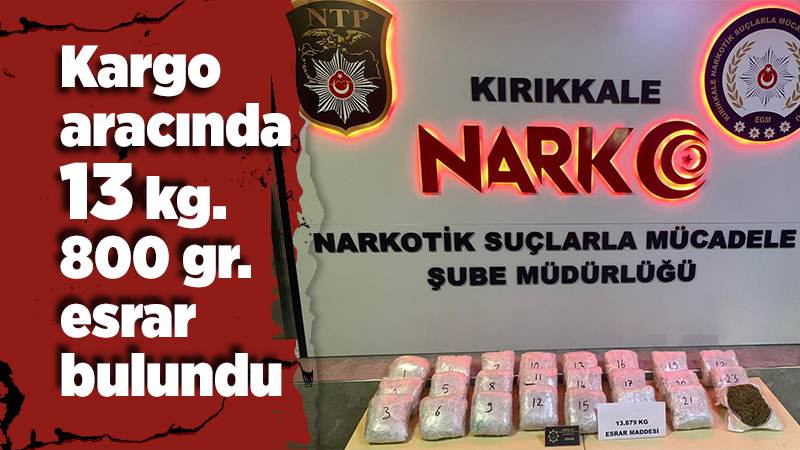 Kargo aracında 13 kilo 800 gram esrar bulundu