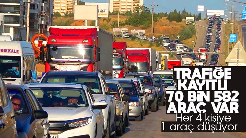 Trafiğe kayıtlı 70 bin 582 araç var 