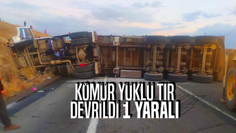 Kömür tozu yüklü tır devrildi!