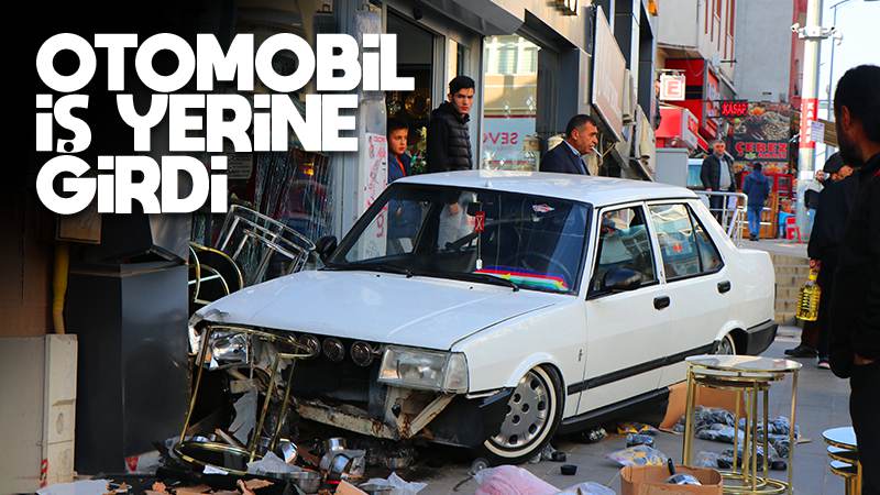 Kontrolden çıkan otomobil iş yerine girdi!