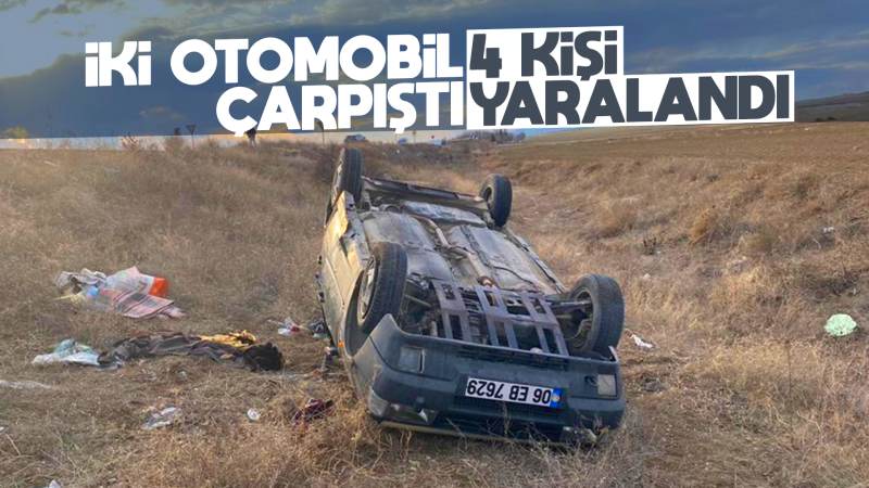 İki otomobil çarpıştı, 4 kişi yaralandı