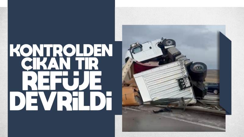 Kontrolden çıkan tır devrildi