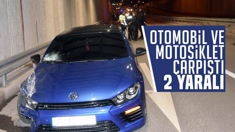 Otomobil ve motosikletin çarpışması sonucu 2 kişi yaralandı