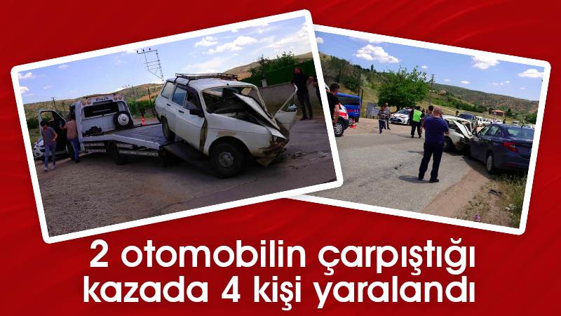 2 otomobilin çarpıştığı kazada 4 kişi yaralandı