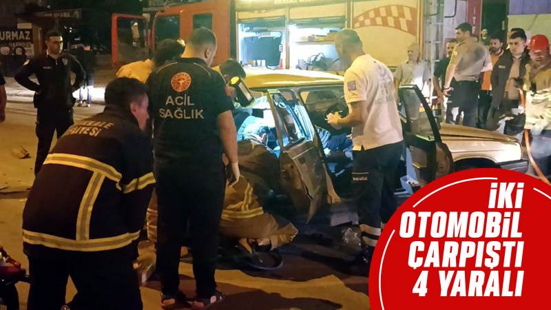İki otomobilin çarpıştığı kazada 4 kişi yaralandı