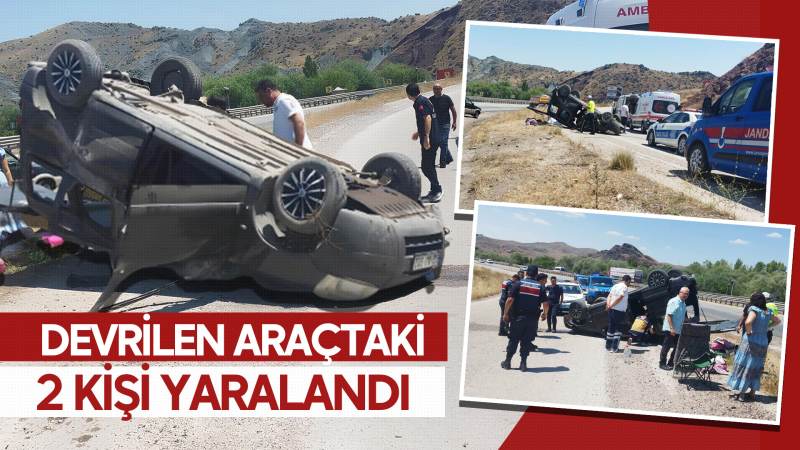 Devrilen araçtaki 2 kişi yaralandı