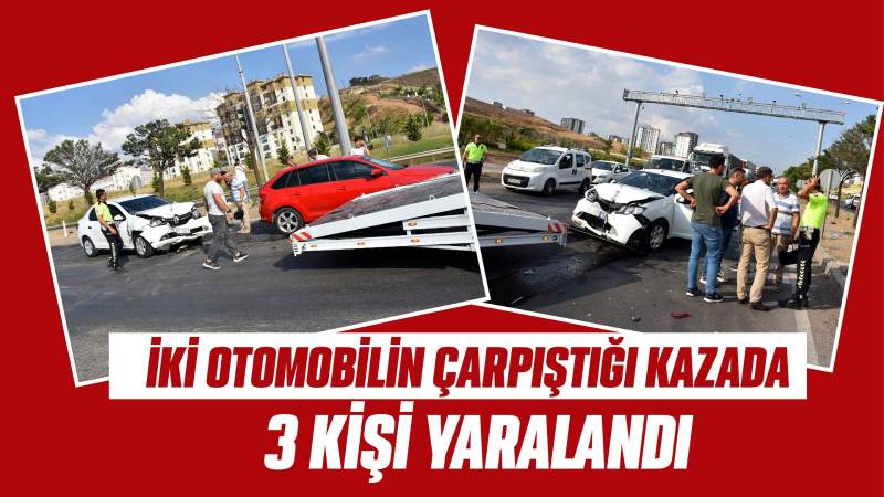 İki otomobilin çarpıştığı kazada 3 kişi yaralandı