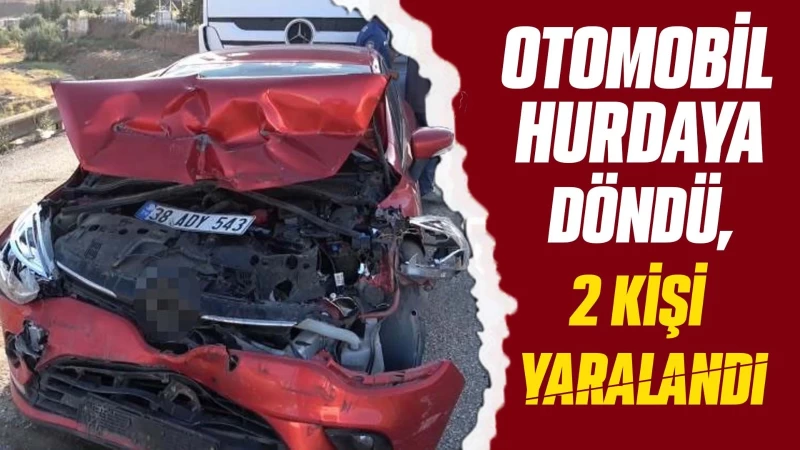 Otomobil hurdaya döndü, 2 kişi yaralandı
