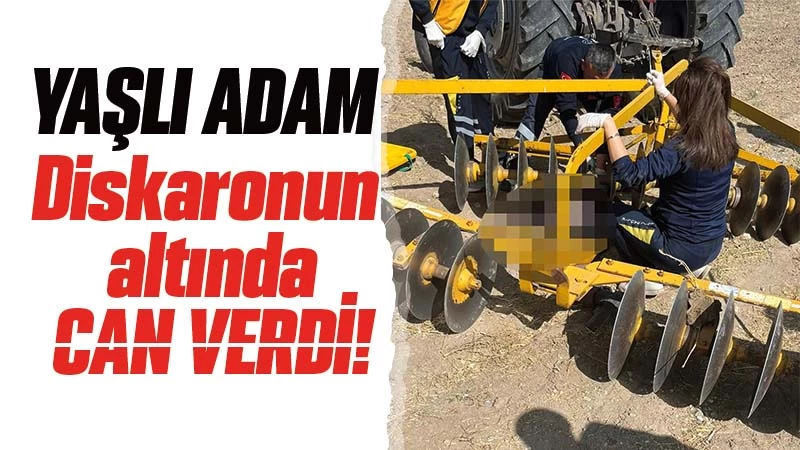 Traktöre bağlı diskaronun altında can verdi 