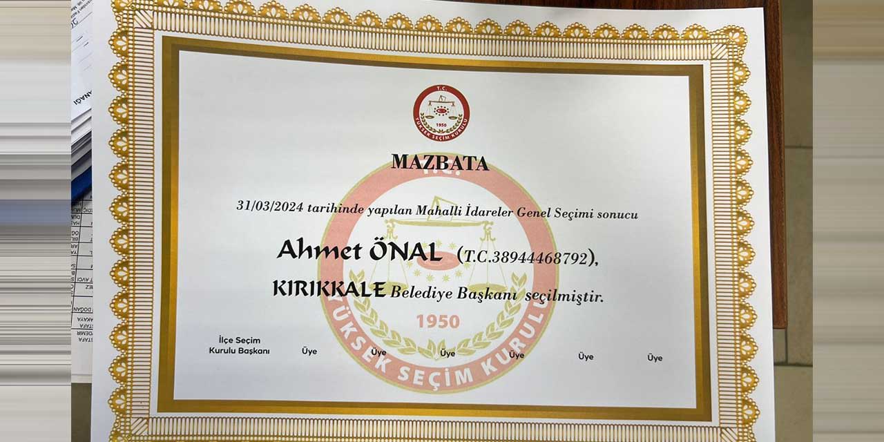 Ahmet Önal’ın mazbatası hazır!