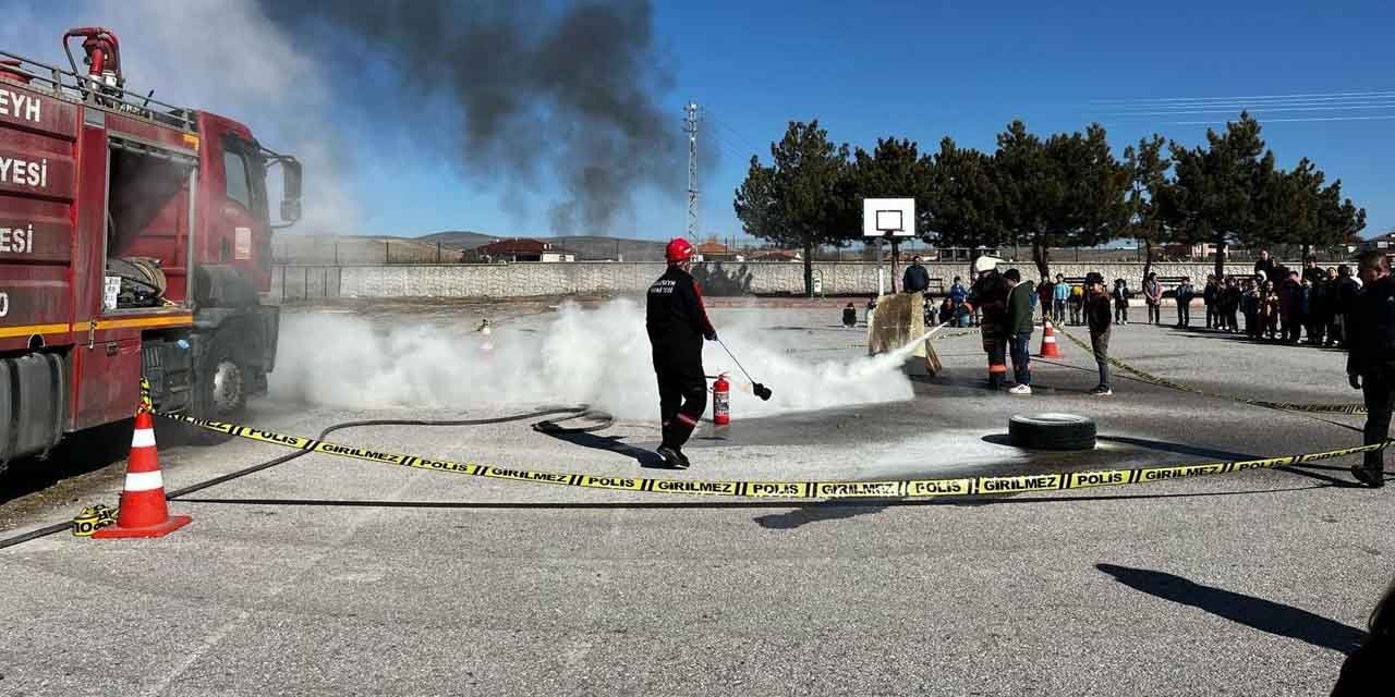 Balışeyh’te öğrencilerle yangın tatbikatı