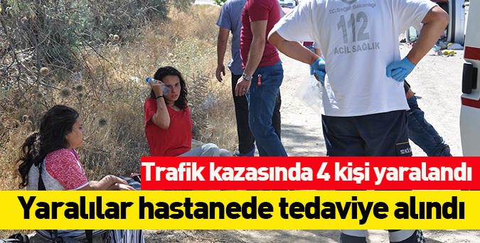 Devrilen otomobilde 4 kişi yaralandı