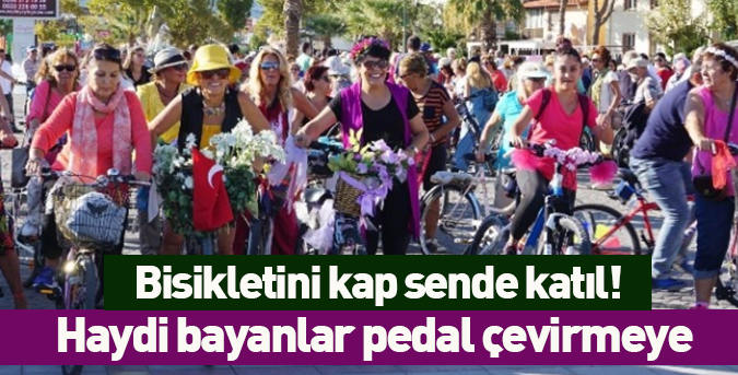 Süslü kadınlardan bisiklet turu