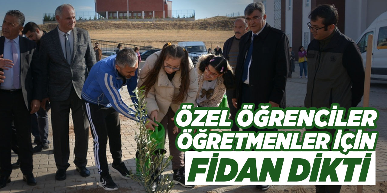 Özel öğrenciler öğretmenler için fidan dikti