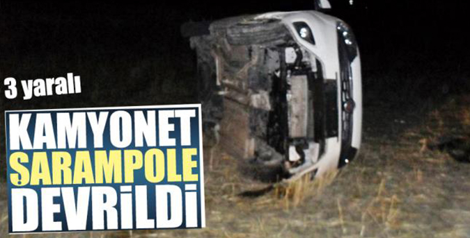 Kamyonet şarampole devrildi