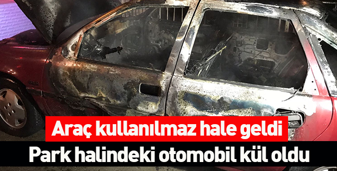 Park halindeki otomobil yandı