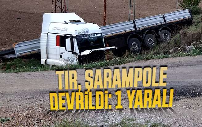 Demir yüklü tır şarampole devrildi: 1 yaralı