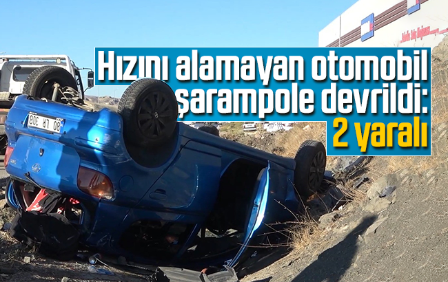 Hızını alamayan otomobil şarampole devrildi: 2 yaralı