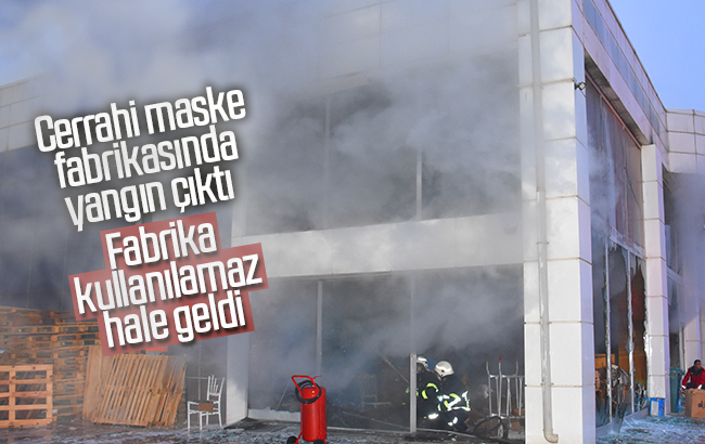Maske fabrikasında yangın çıktı