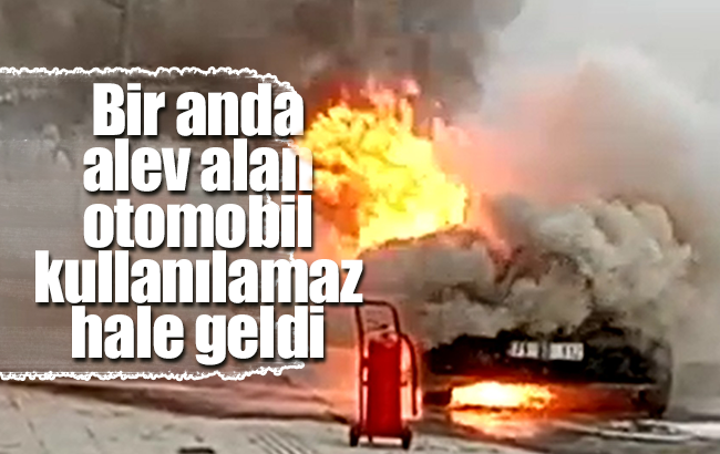 Kırıkkale’de otomobil alev alev yandı
