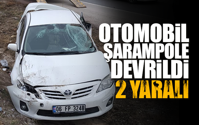 Takla atan otomobil şarampole devrildi: 2 yaralı