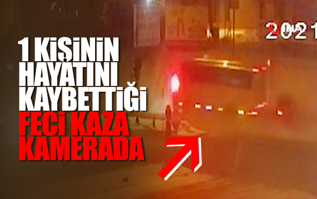 Otobüs ile taksinin çarpıştığı feci kaza kamerada