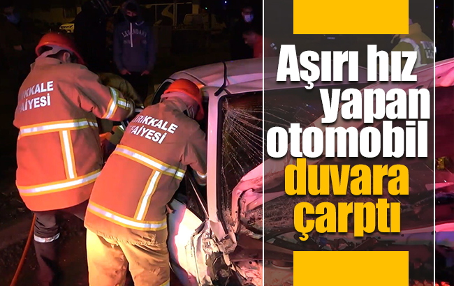 Aşırı hız yapan otomobil duvara çarptı: Ekipler sürücüyü kurtarmak için zamanla yarıştı