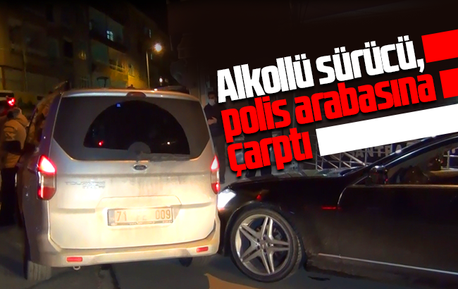 Kırıkkale'de alkollü sürücü yönetimindeki çakar takılı otomobil, polis aracına çarptı