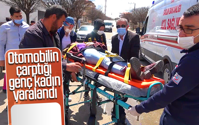 Otomobilin çarptığı genç kadın yaralandı