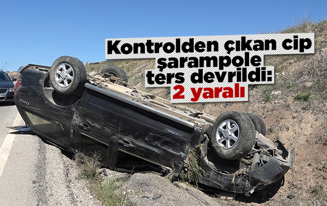 Kontrolden çıkan cip şarampole ters devrildi: 2 yaralı
