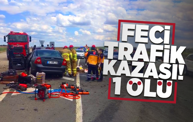 Kontrolden çıkan otomobil karşı şeritte tıra çarptı: 1 ölü, 2 yaralı