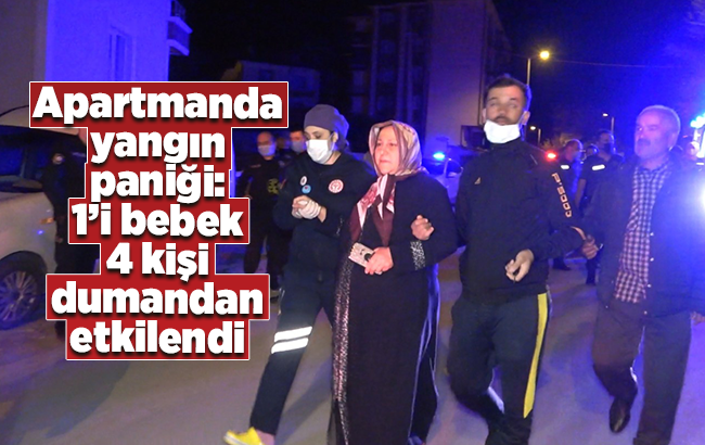 Apartmanda yangın paniği: 1’i bebek 4 kişi dumandan etkilendi