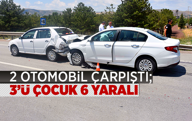 Kırıkkale'de iki otomobil çarpıştı: 3'ü çocuk 6 yaralı