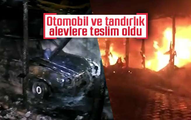 Kırıkkale’de otomobil ve tandırlık alevlere teslim oldu
