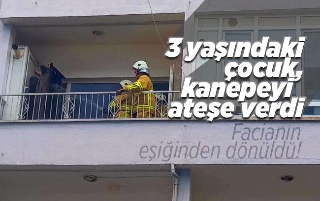 3 yaşındaki çocuk, doğal gaz kombisine dayalı kanepeyi yaktı: Vatandaşlar film izler gibi seyretti