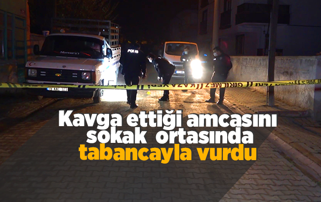 Kavga ettiği amcasını sokak ortasında tabancayla vurdu