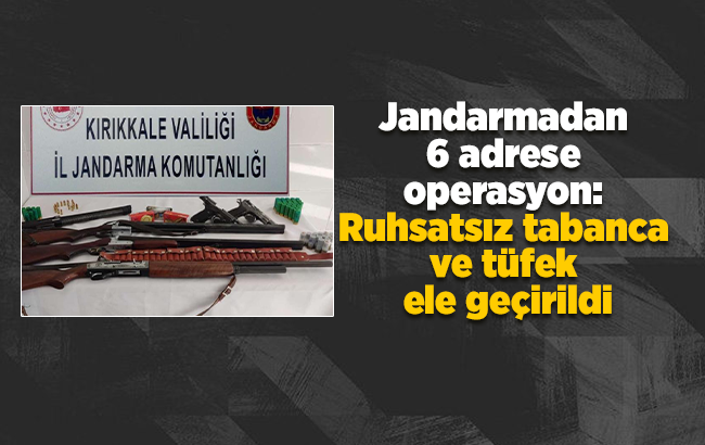 Jandarmadan 6 adrese operasyon: Ruhsatsız tabanca ve tüfek ele geçirildi