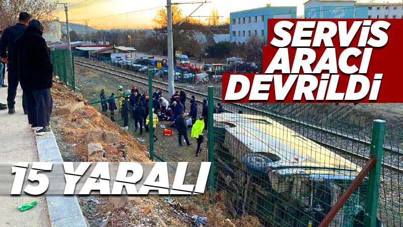Kırıkkale'de servis midibüsünün devrildiği kazada 15 işçi yaralandı