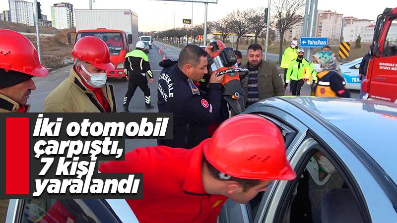 Kırıkkale'de feci kaza: İki otomobil çarpıştı, 7 kişi yaralandı