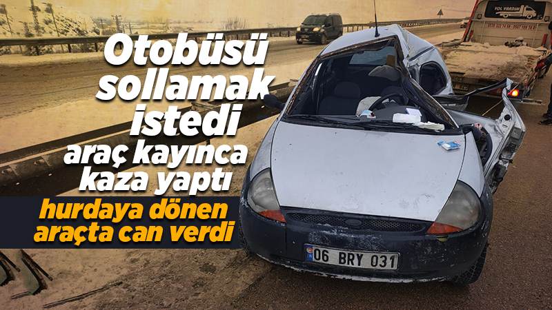 Otobüs ile otomobil çarpıştı: 1 ölü
